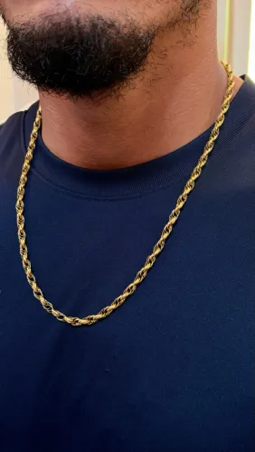 Cordão Baguete tripla 62 cm Ouro18k