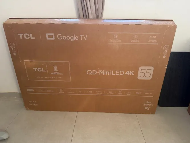 Smart TV 55" TCL 4K UHD MiniLED 55C6K 120Hz Google TV AiPQ Google Assistente 4 HDMI 2 USB