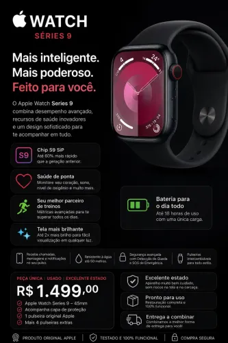 Apple Watch Series 9 GPS 45mm - Semi Novo | Excelente Estado