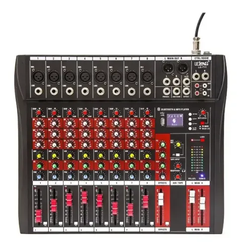 Mesa De Som Bluetooth Usb Mixer Mp3 Digital 8 Canais Le711