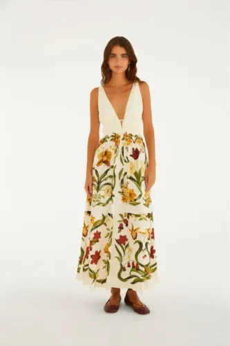 Vestido Longo Estampado Selva De Flor - Farm Rio Inverno 26
