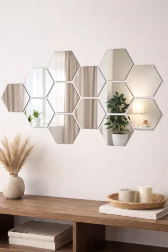 Espelho Decorativo Hexagonal Autocolante - Fácil Instalação