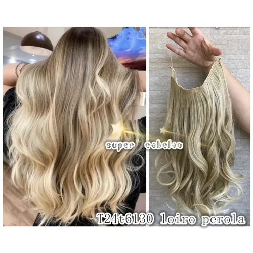 Cabelo Invisível Tiara transparente linha silicone Fio cor Loiro perola fosco