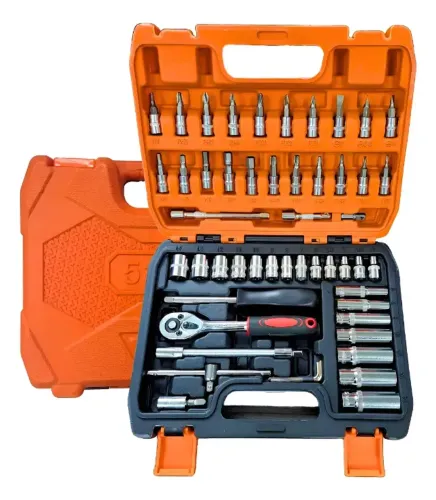 Kit Jogo De Chaves Catraca Soquete Crv 46 Peças Sextavado
