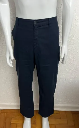 Calça Uniqlo Tamanho 44 Azul Marinho Com Linho Bom Estado