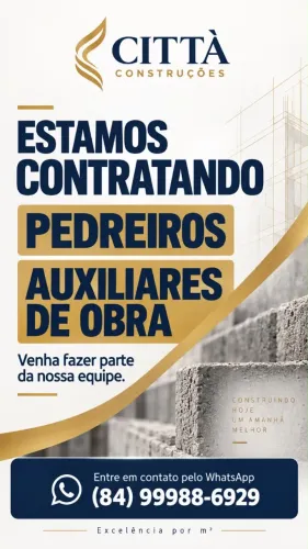 ESTAMOS CONTRATANDO PEDREIROS