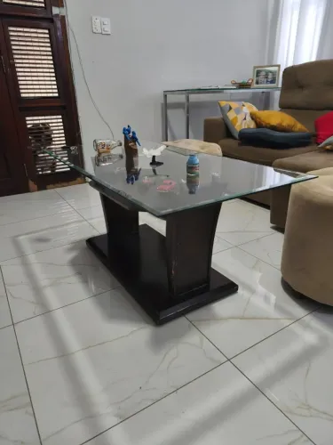 Mesa de centro madeira e vidro 1.40 x 50