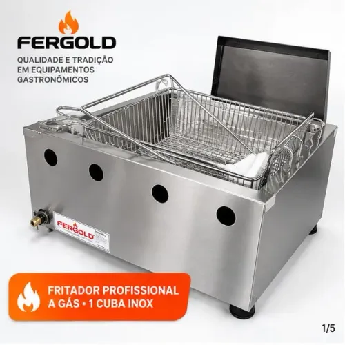 Fritador Profissional A Gás Fergold 1 Cuba Inox (Novo / Sem Uso)