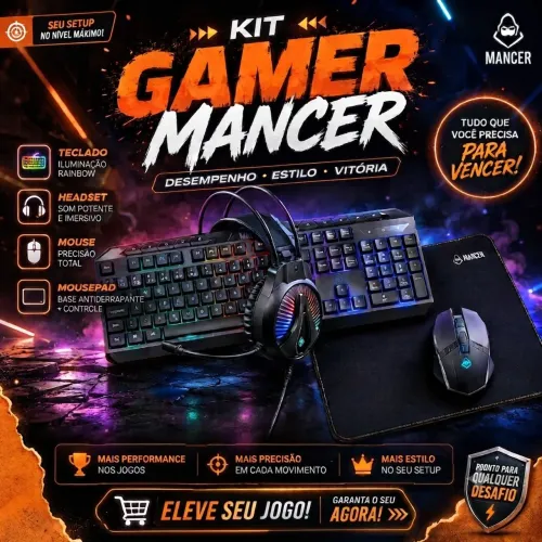 Combo gamer 4x1 (Teclado, headset mouse e mousepad)