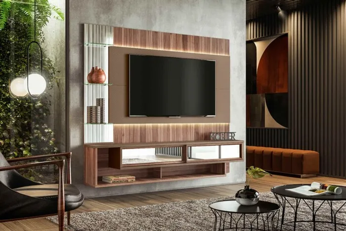Sala home painel rack pra t.v 75"