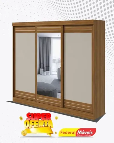 Guarda Roupa Casal 3 Portas 4 Gavetas Espelho Direto da Fabrica Fazemos Entrega