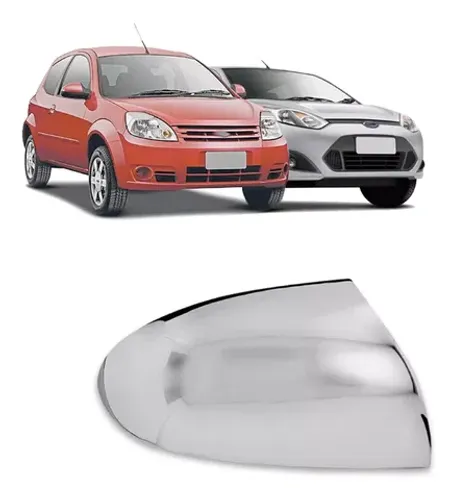 Aplique Ford Fiesta 2003/ e Ka 2008 à 2013 - Retrovisor Cromado - LD LE
