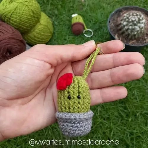 Chaveirinho Cacto Amigurumi 