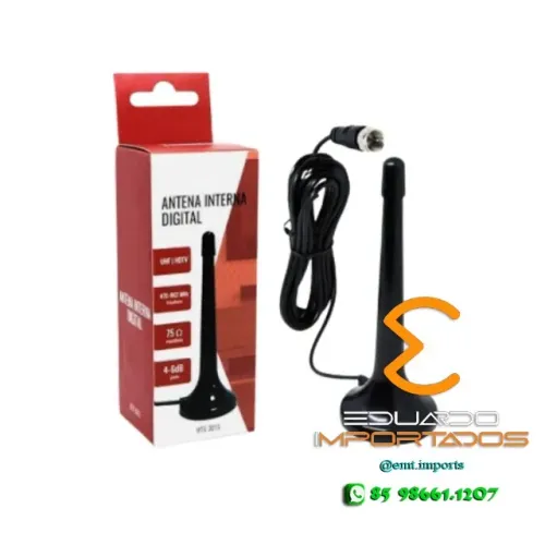 Antena Digital Televisao Hdtv Interna Fio 3 metro Base Ima 4k 2k full hd 2