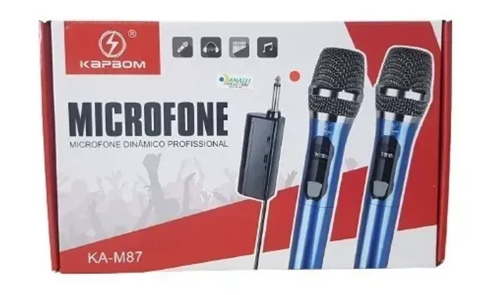 Microfone Duplo Profissional Sem Fio Bateria recarregável - Kapbom ka-m87 - Loja Coimbra