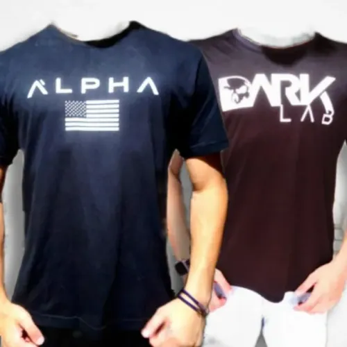 Kit 2 Camisas Alpha EUA Camisa Academia e Uma Camisa Dark Lab Treino 2.0 Fitness Esportiva