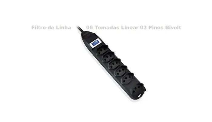 Filtro de Linha 06 Tomadas Linear 03 Pinos 10A Bivolt 