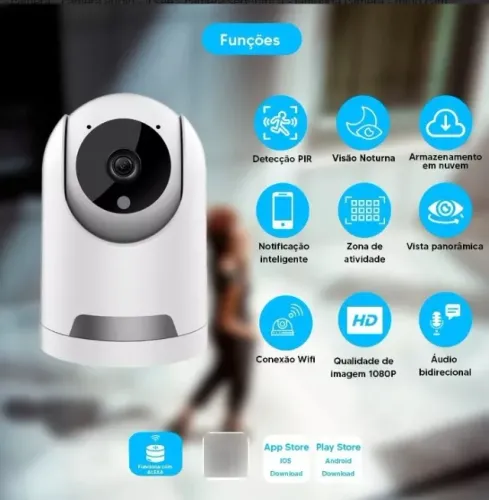 Câmera Ptz Inteligente It-blue 1080p, Works With Alexa