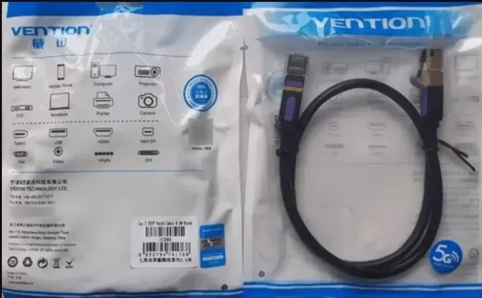 Cabo De Rede Gamer de Alta Qualidade Cat7 0.5 Metros Rj45 Vention Blindado Giga 10gbps