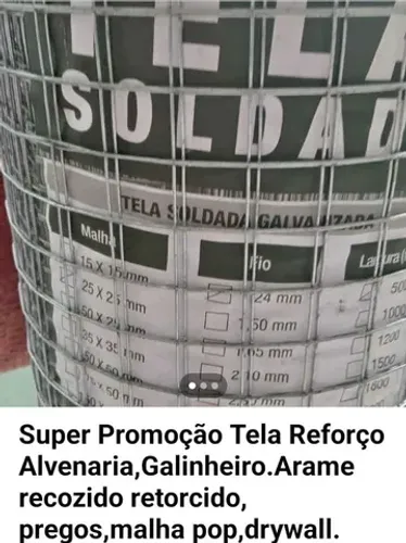 Super Oferta Rolo de Tela com 25 Metros Galvanizada Reforçada 