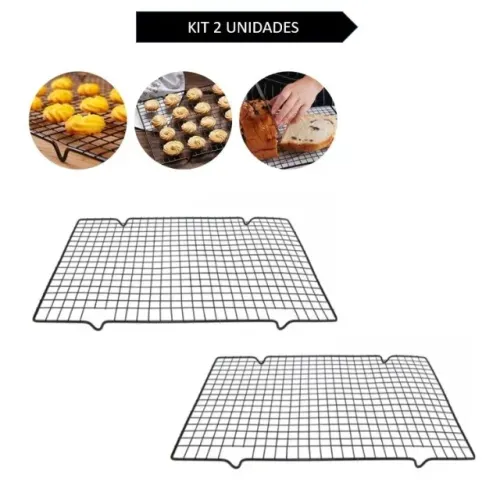 Kit 2 Grade Suporte Apoio Resfriar Bolos Doces Antiaderente Confeitaria