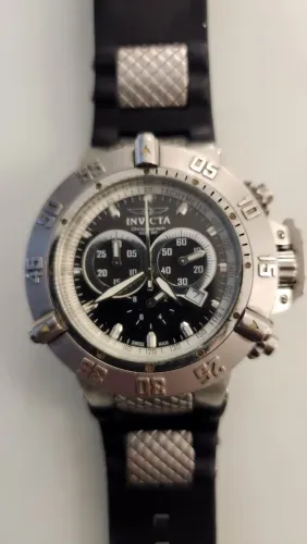 Invicta Relógio Masculino 1380 Subaqua Noma III Cronógrafo Mostrador Preto Silicone<br>