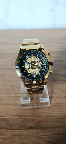 RELOGIO MASCULINO DOURADO LUXO BINBOND 