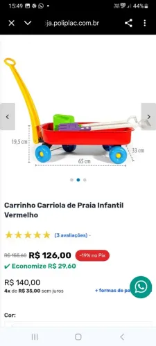 Carrinho de praia infantil.15,00