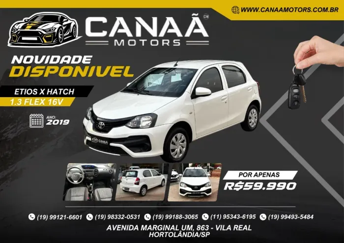 Toyota Etios X 1.3 Flex 16V 5P Mec. 2019