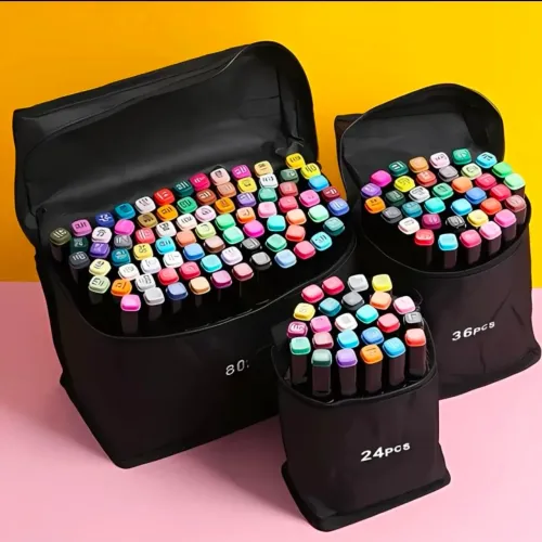 Promoção Kit Canetinhas 60 cores com ponta dupla com estojo
