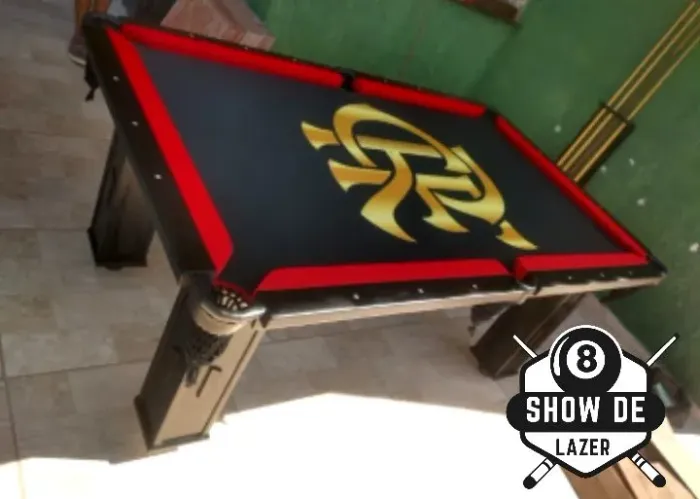 Sinuca Tipo Bilhar Personalizada Flamengo CRF Dourado 
