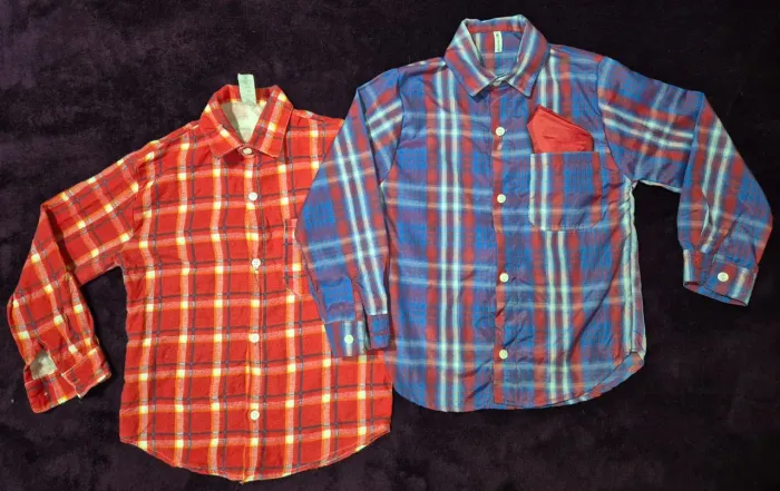 2 Camisas manga longa xadrez infantis - Cores vibrantes ( 4 a 8 anos).