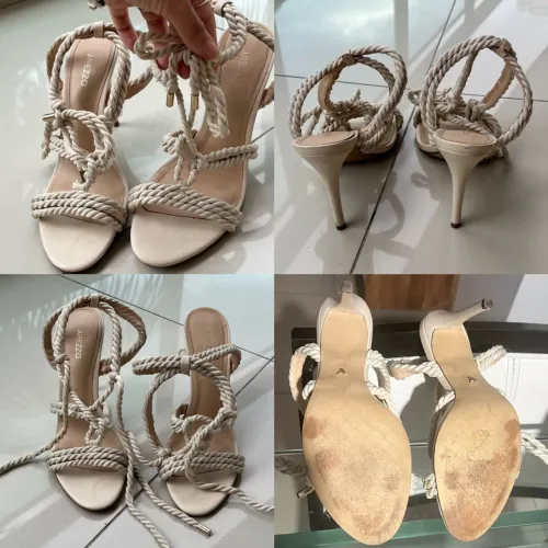 Sandália de salto Arezzo ege/areia com Detalhes em Corda - usada duas vezes