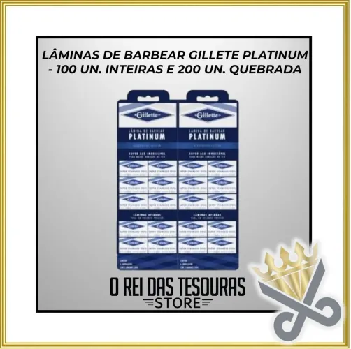 Lâminas de Barbear Gillette Platinum - 100 Inteiras e 200 Quebradas