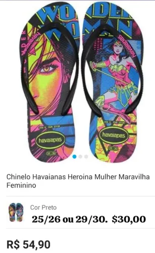 Chinelo Havaianas Heroína Mulher Maravilha Feminino