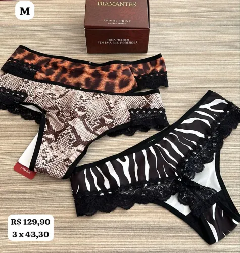 Calcinhas Animal Print - Diamantes