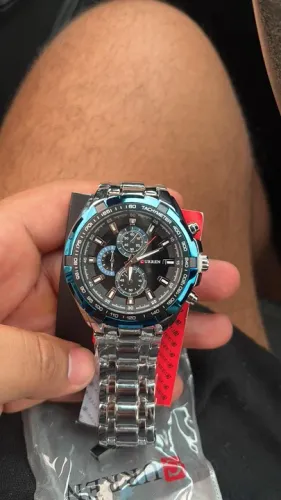 OFERTA! Relógio Masculino CURREN Prata Azul
