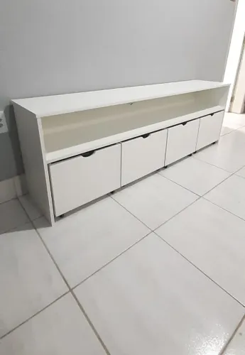 Organizador infantil em MDF branco com 4 BAÚS