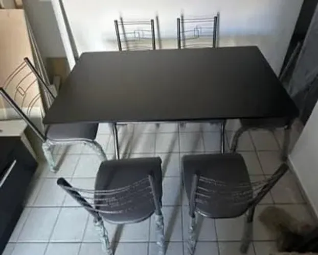 Mesa de Jantar Preta 6 Cadeiras