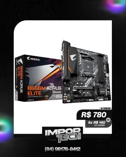 Placa Mãe B550M Aorus Elite Gigabyte AM4. @importech_084