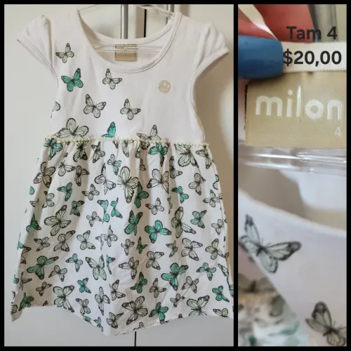 Vestido Infantil Milon com Estampa de Borboletas - Tamanho 4