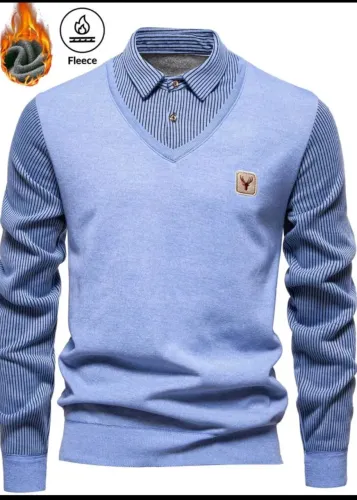 Nova Camisa M masculina suéter casual de moletom com colarinho pólo
