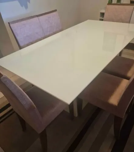 MESA GRANDE 6 CADEIRAS TAMPO VIDRO