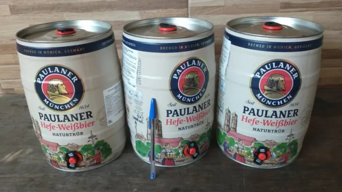 Kit 3 Mini Barris de Cerveja Paulaner Hefe-Weißbier 5L (Vazios/Colecionáveis)