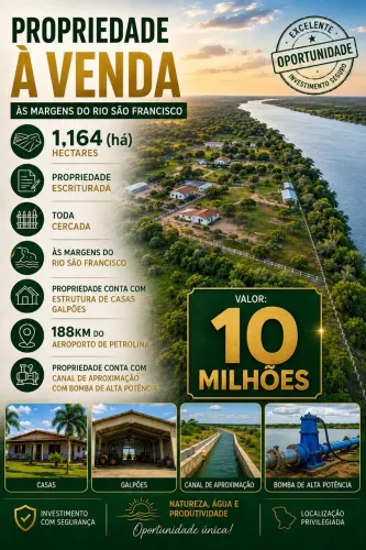Vendo área com 1.164 hectares próximo ao aeroporto