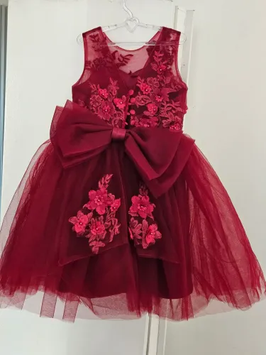 Vestido de festa casamento marsala/vinho infantil