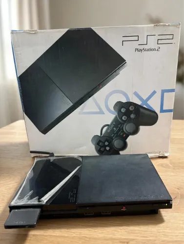 PlayStation 2 Slim + caixa + memory cards + manual