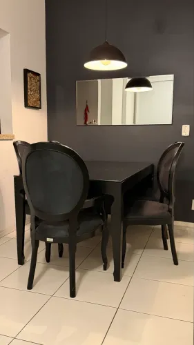 Mesa Jantar 6 lugares Vidro Preta