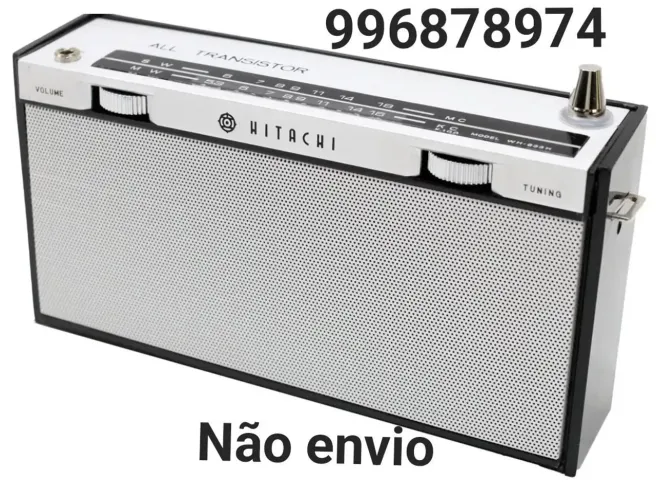 Rádio antigo Hitachi AM OC anos 60 nunca usado e funcionando perfeitamente. Leia anúncio.