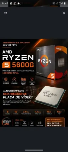 Processador Rizen 5600G 3,9 Ghz